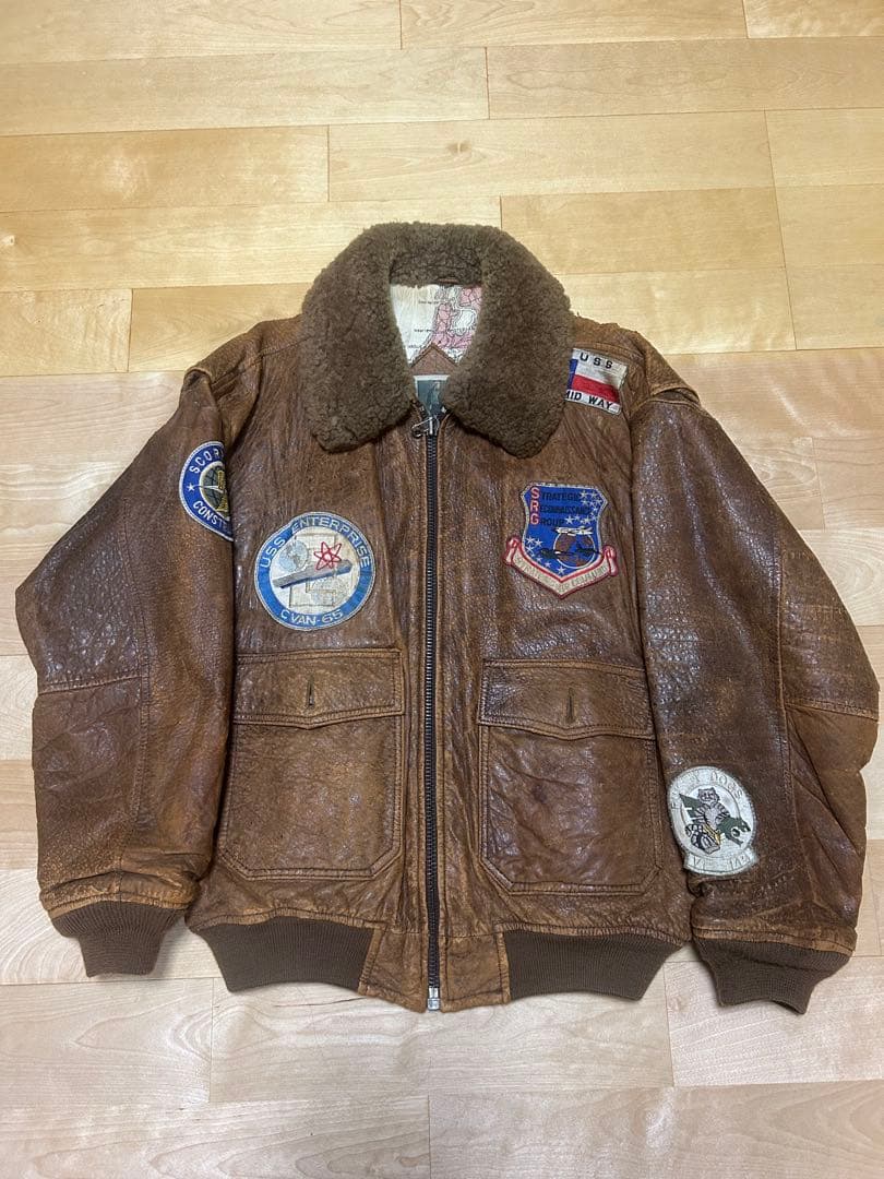 ブラウンレザー フライトジャケット