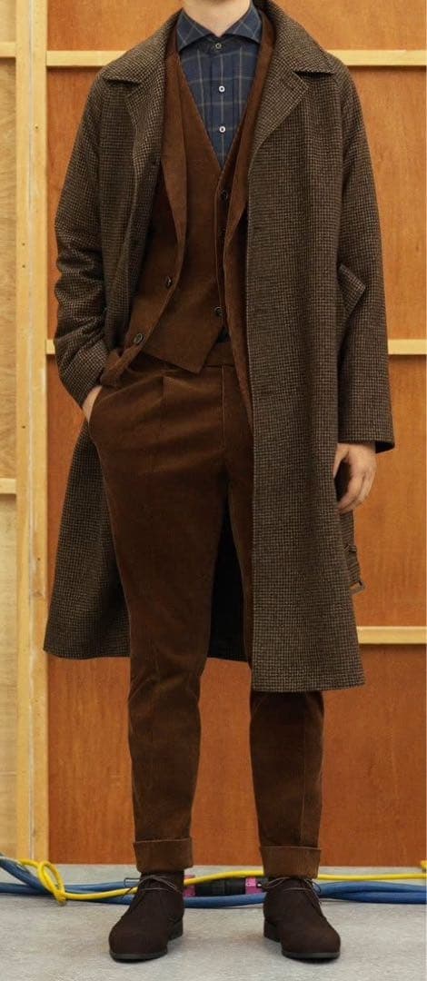 SUIT SELECT ブラウン チェスターコート　ベルテッドコート