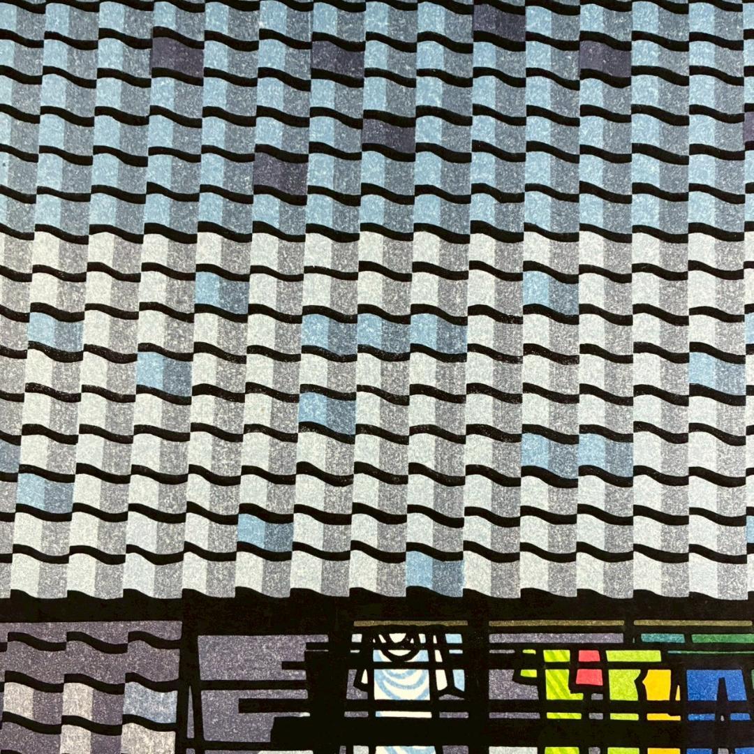 クリフトン・カーフ「ROOF TILES 屋根瓦」木版画 直筆サイン入 '84