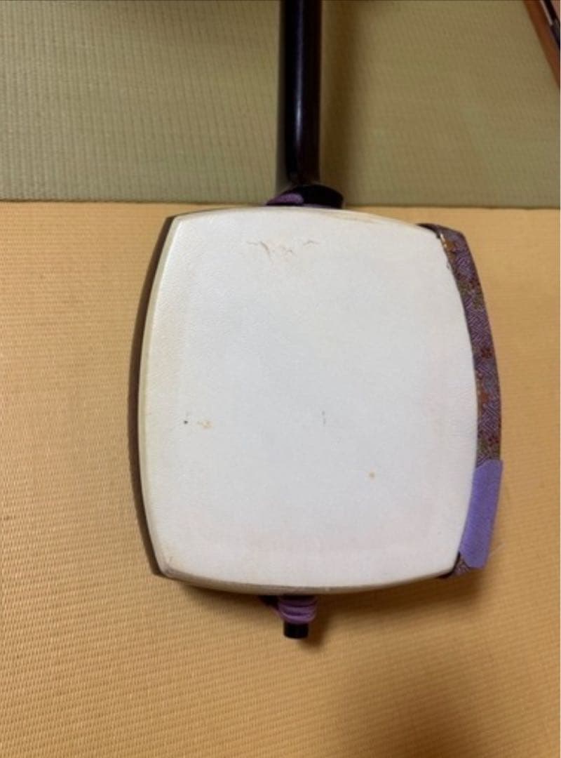 三味線　中棹　紅木　両面破れ無し