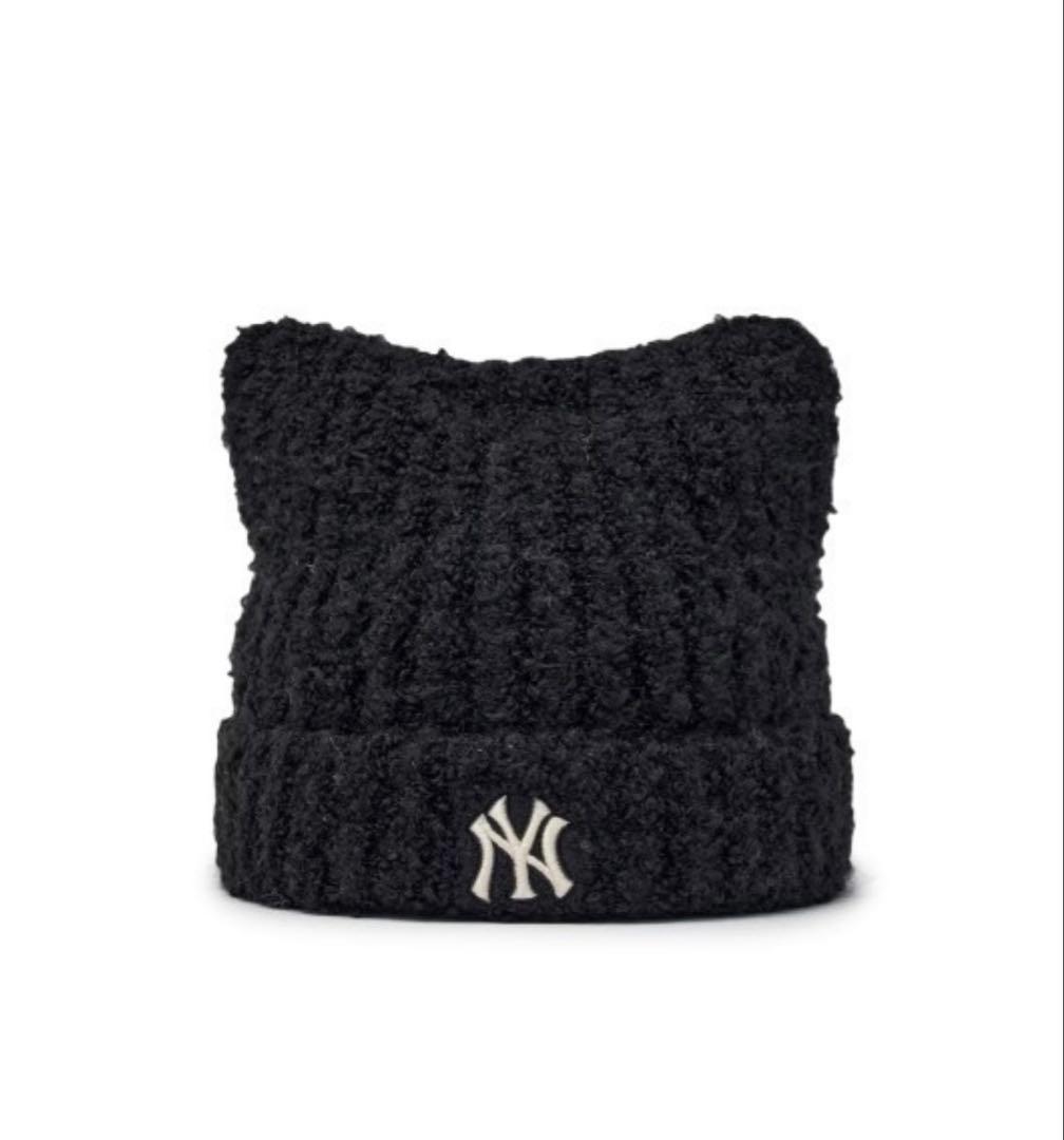 韓国　MLB korea 猫耳　ニット帽　ブラック　オンライン完売品