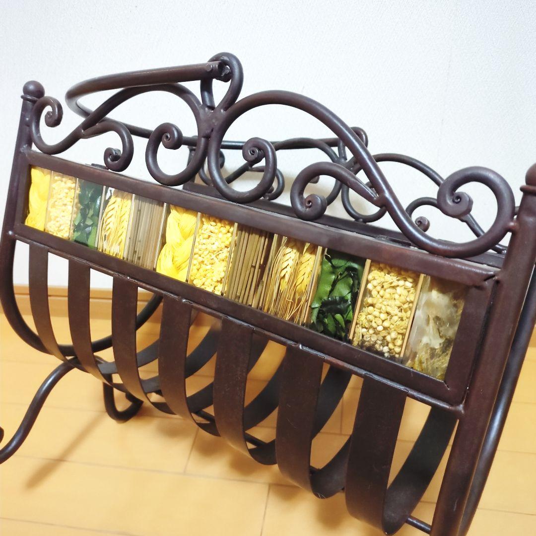 ✨アンティーク アイアン製 マガジンラック オシャレなドライフラワー