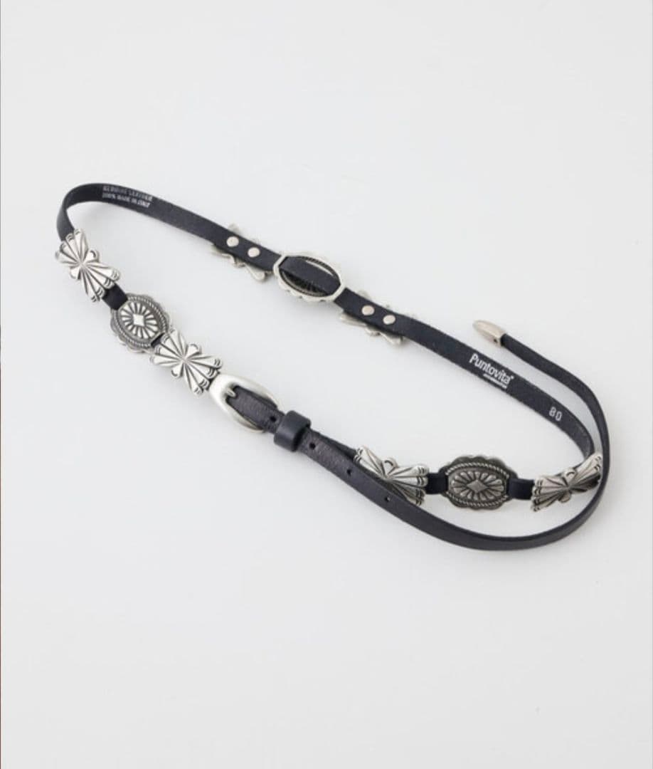 「Puntovita」コンチョ細ベルト ブラック