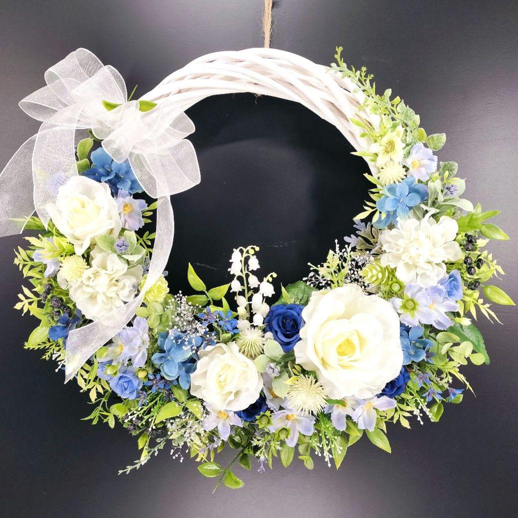 商品名【葵衣】ゆきこ❤️ローズとすずらんのフラワーリース 春リース