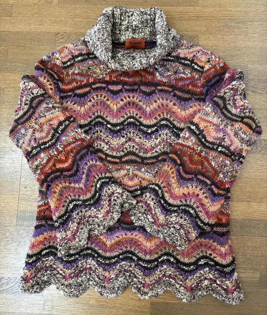 MISSONI ニットセーター マルチカラー 波柄 タートルネック