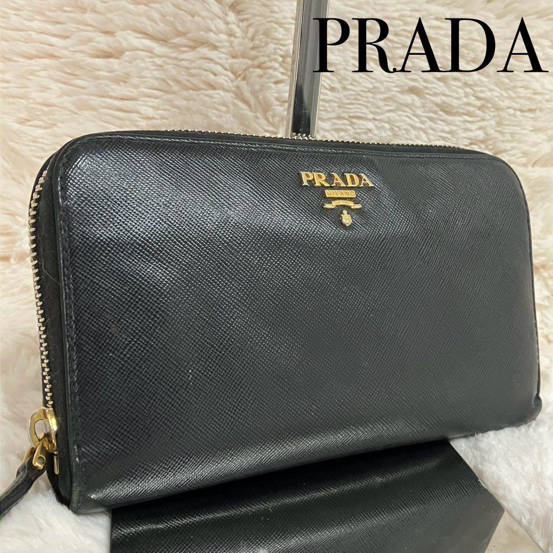 ✨美品✨PRADA プラダ 長財布 ラウンドジップ ゴールド金具 オールレザー