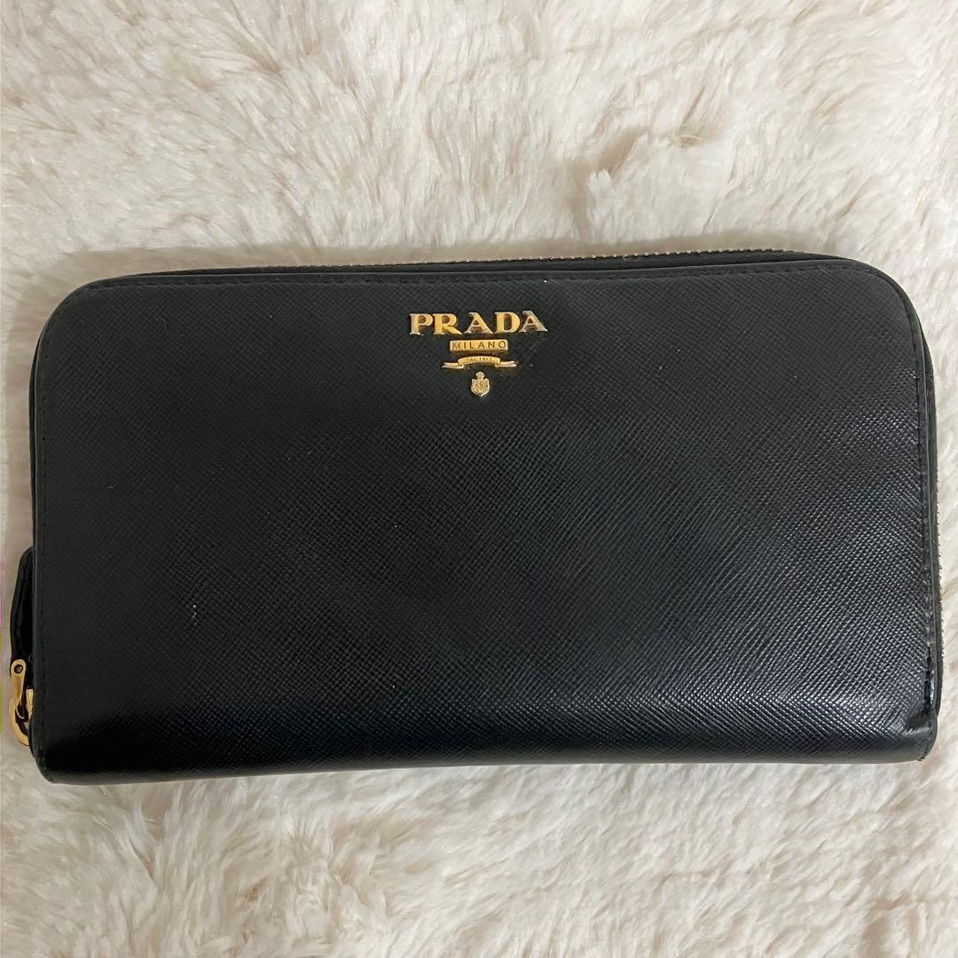 ✨美品✨PRADA プラダ 長財布 ラウンドジップ ゴールド金具 オールレザー