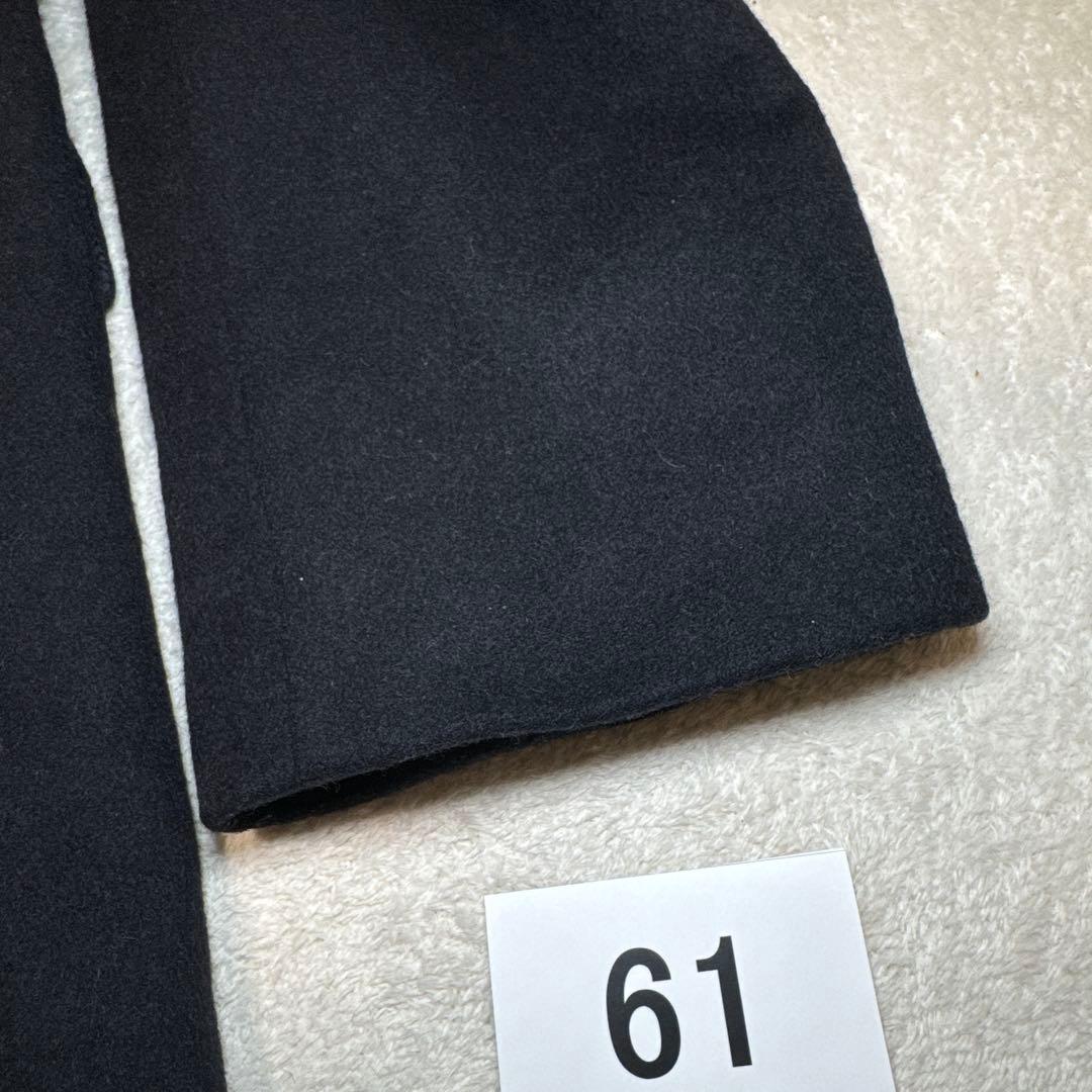 61 極美品　タケオキクチ　チェスターコート　ウール　カシミア　ネイビー　03