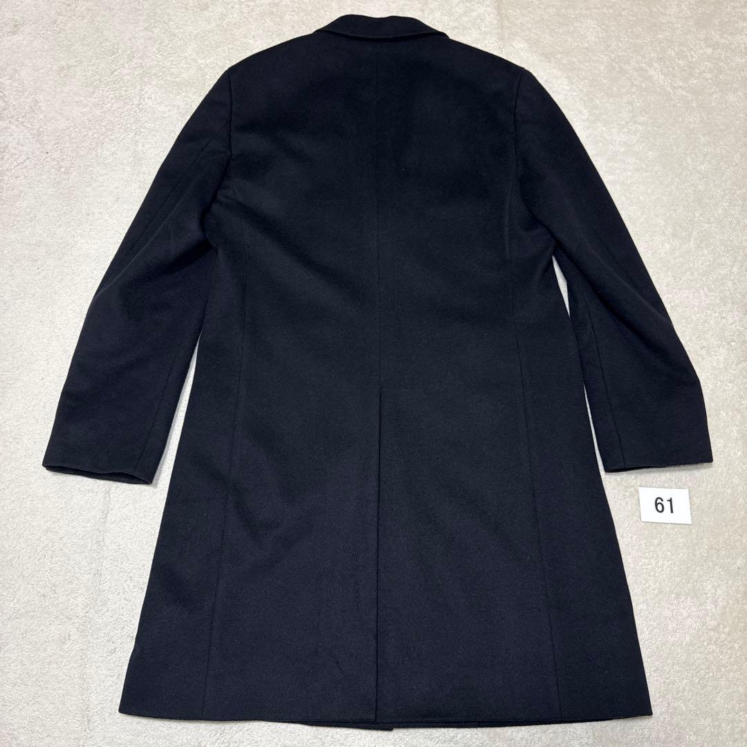 61 極美品　タケオキクチ　チェスターコート　ウール　カシミア　ネイビー　03