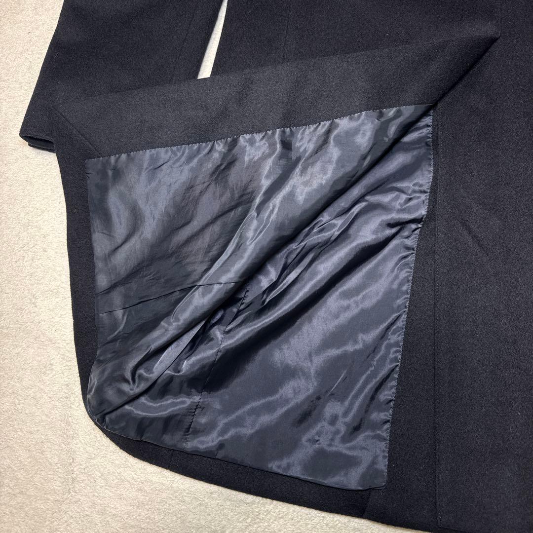 61 極美品　タケオキクチ　チェスターコート　ウール　カシミア　ネイビー　03