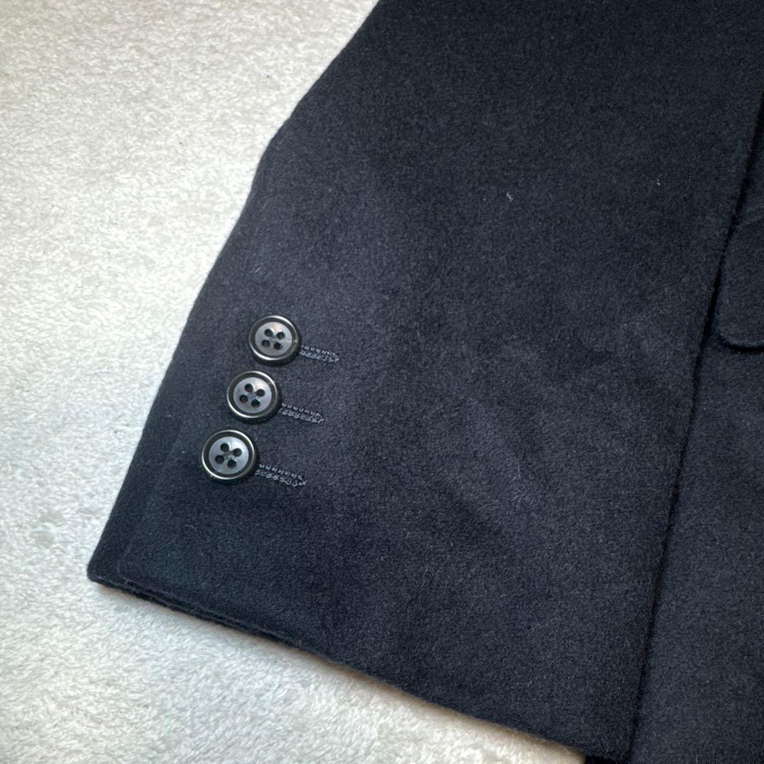 61 極美品　タケオキクチ　チェスターコート　ウール　カシミア　ネイビー　03