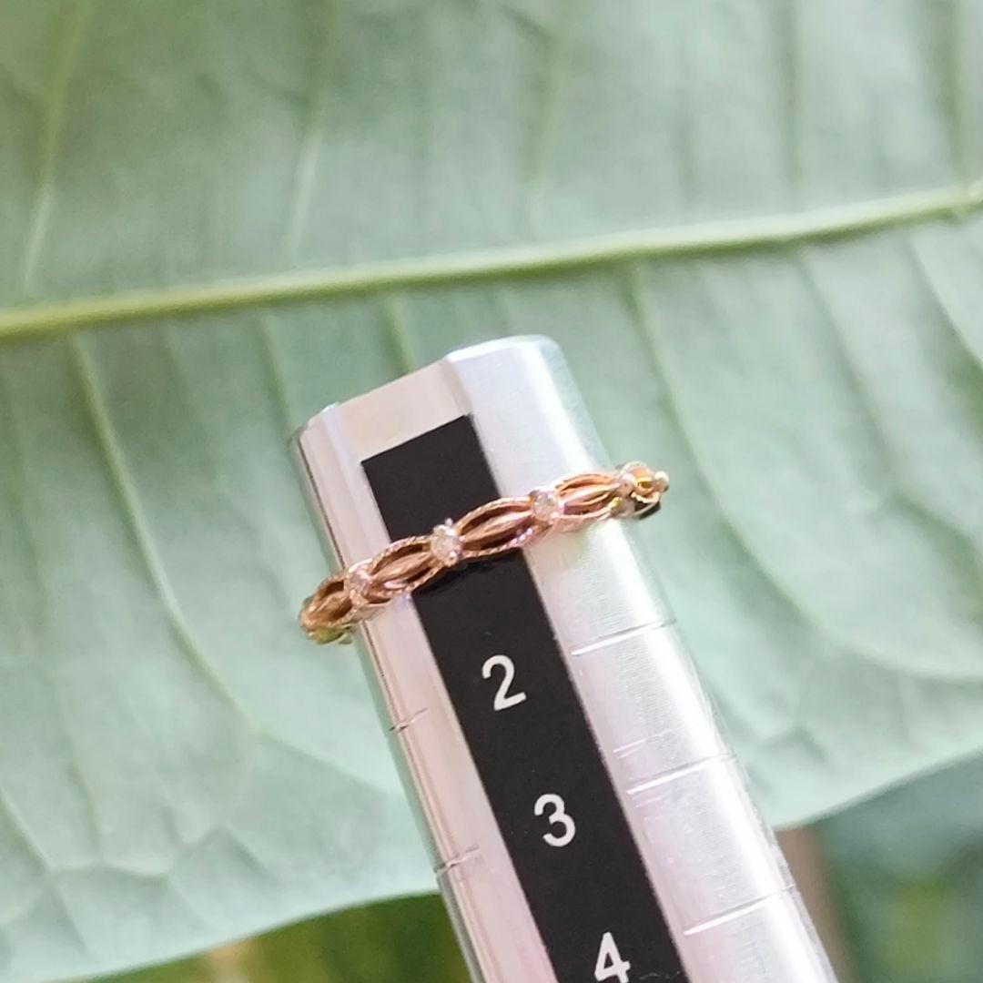 agete K10 YG 透かし ミルグレイン ダイヤモンド リング 1号 - メルカリ