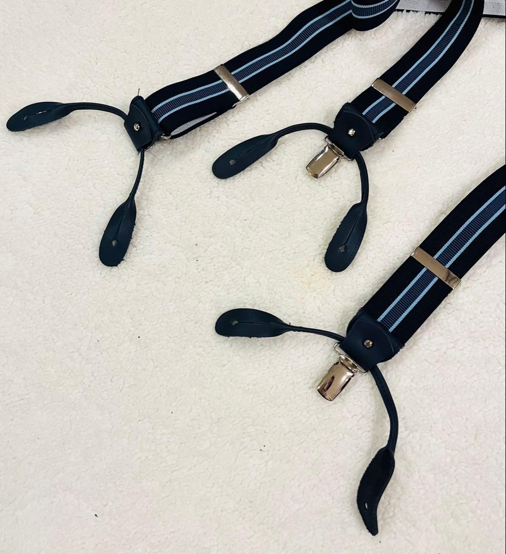 【美品】 THURSTON サスペンダー　ネイビー　ストライプ