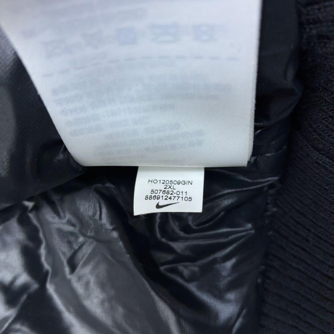 美品　ナイキ　袖レザー　デストロイヤージャケット　スタジャン　2XL　ブラック