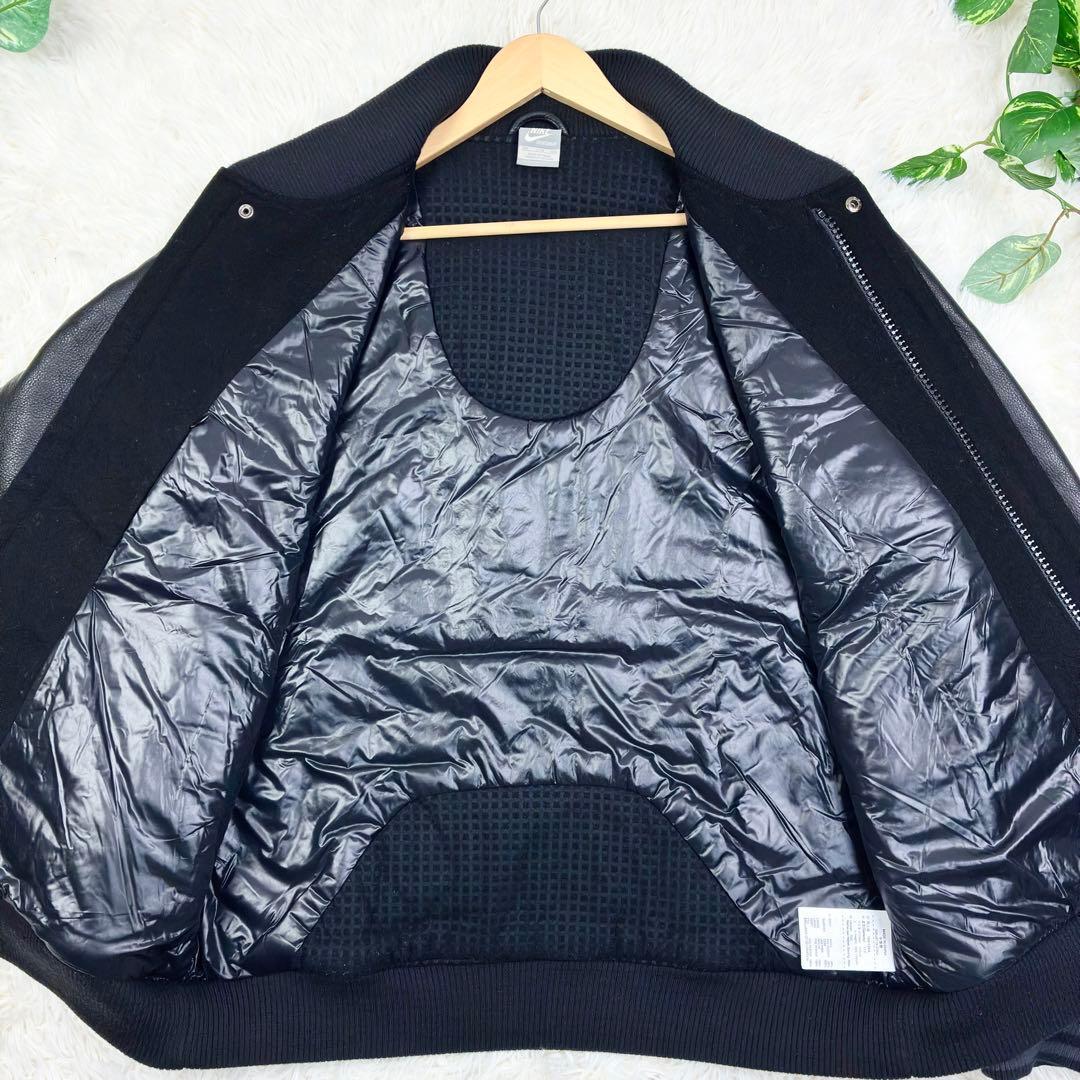 美品　ナイキ　袖レザー　デストロイヤージャケット　スタジャン　2XL　ブラック