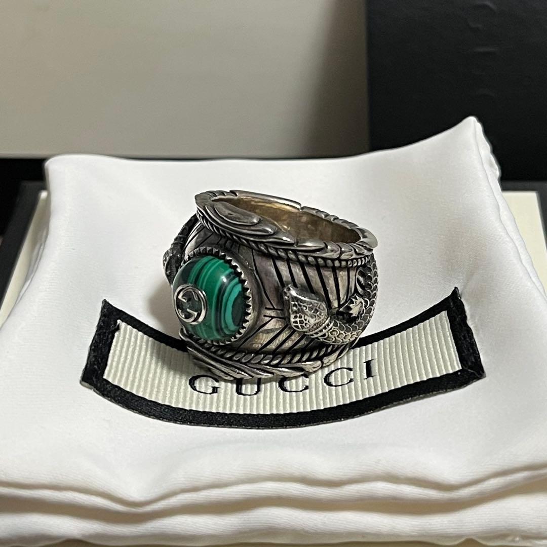 グッチ ガーデン スネーク リング キャットヘッド シルバー ミケーレ