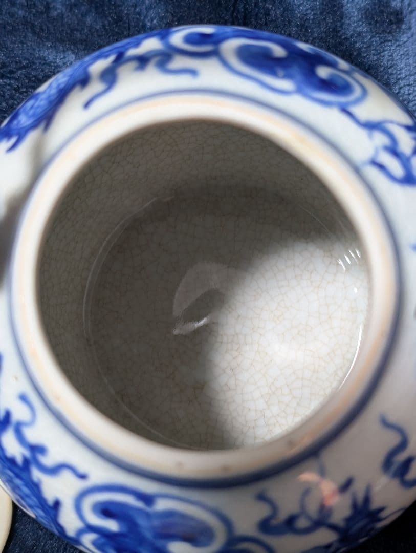 優*希様 中国古美術 大清順治年製 古染付 雲龍文水注 急須 骨董 中国南京焼