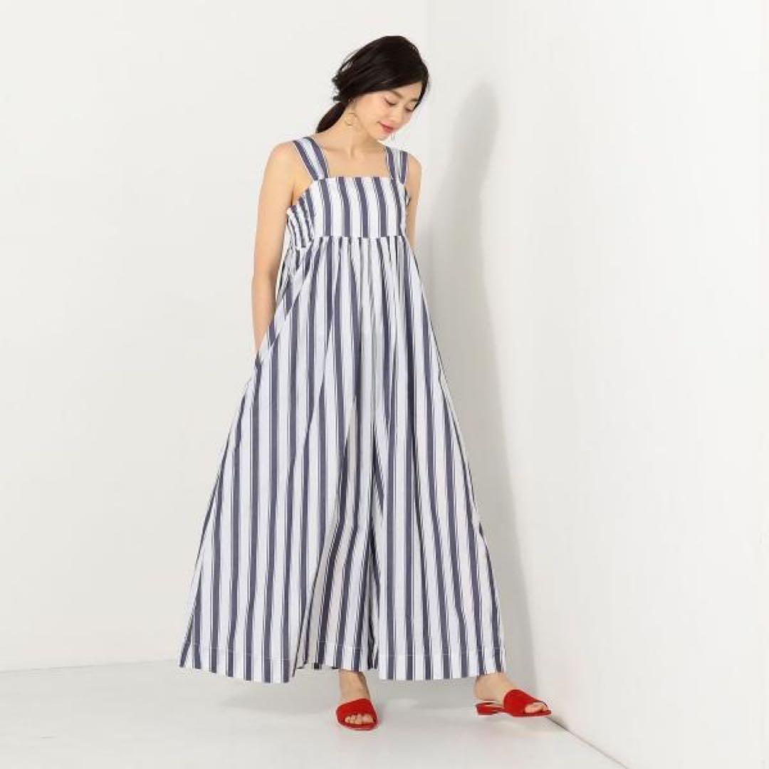 ❤️レア❤️ヌキテパ　ストライプコンビネゾン　オールインワン　ネイビー