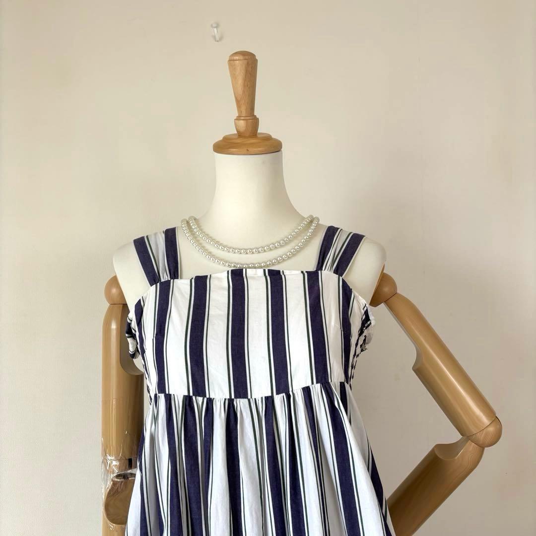 ❤️レア❤️ヌキテパ　ストライプコンビネゾン　オールインワン　ネイビー