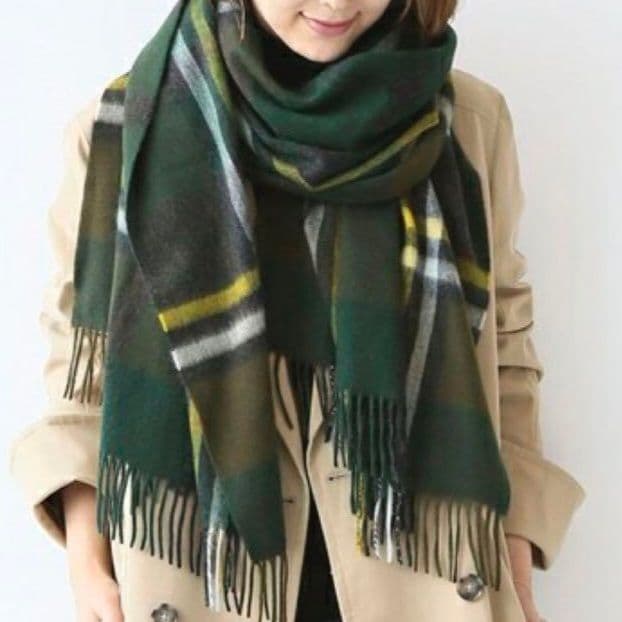 限定価格 美品Joshua Ellis カシミヤ ストール ブロックチェック柄