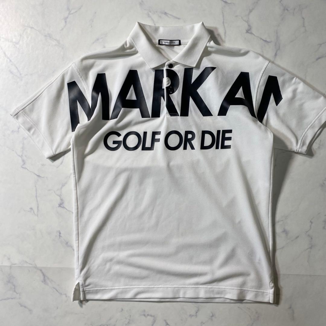 極美品】マークアンドロナ ポロシャツ ビッグロゴ プリント 鹿の子