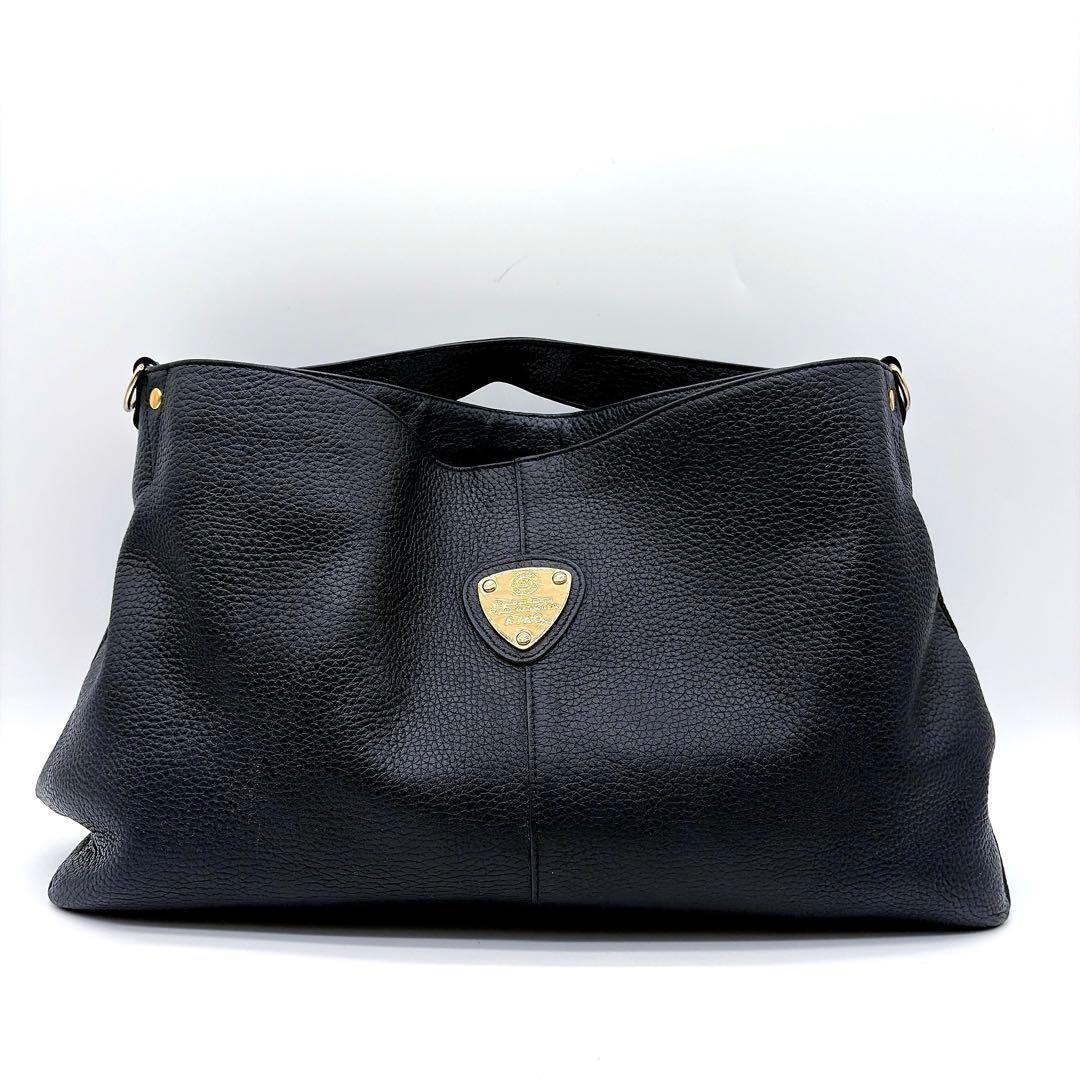 【ATAO】エルヴィ 2way ショルダーバッグ ハンドバッグ ネイビー シボ革