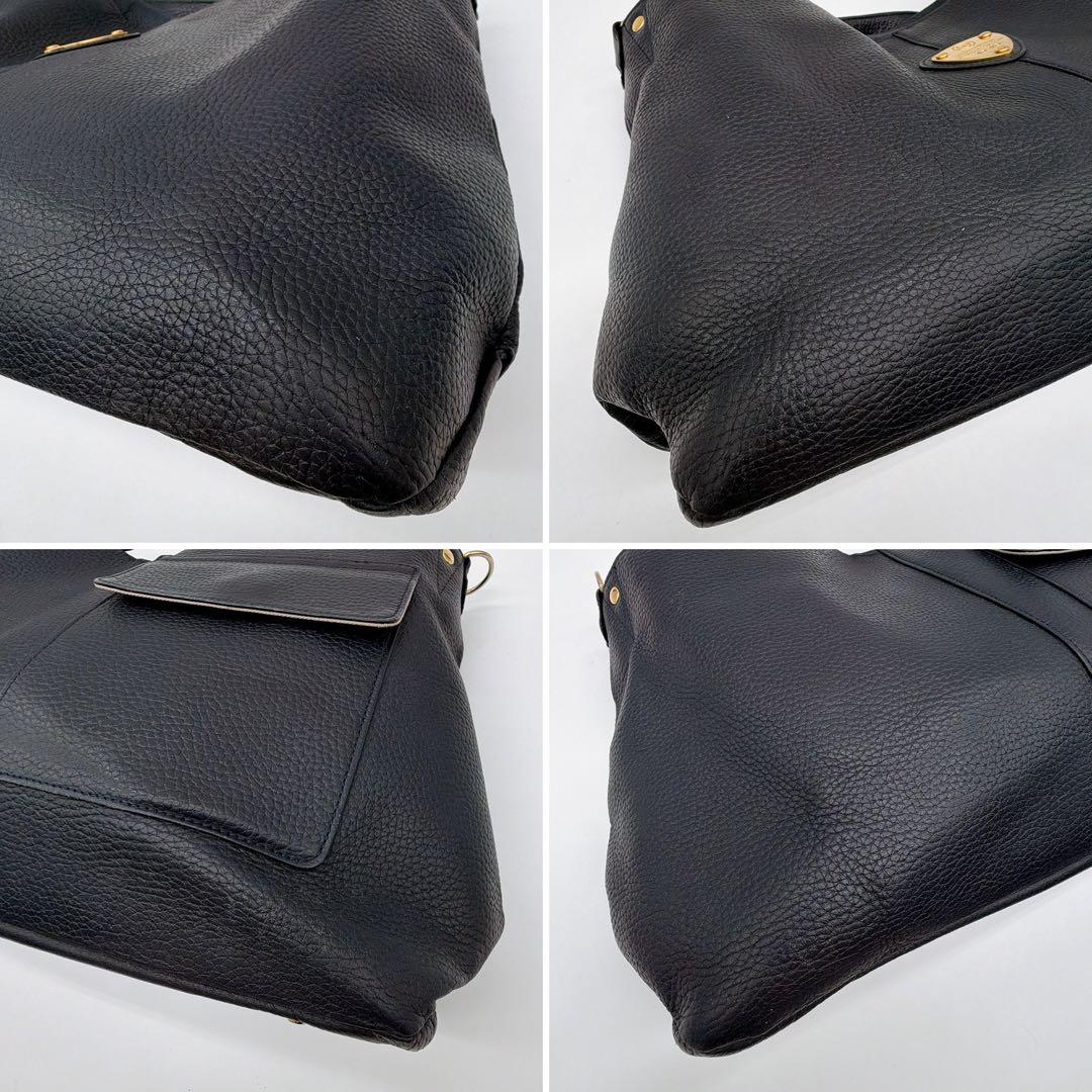 【ATAO】エルヴィ 2way ショルダーバッグ ハンドバッグ ネイビー シボ革