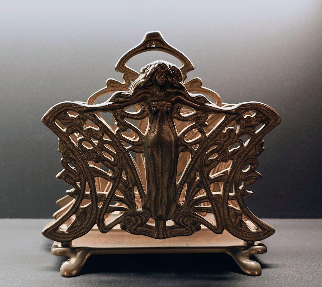 アールヌーボー風ブロンズナプキンスタンド　レターラック　アンティーク