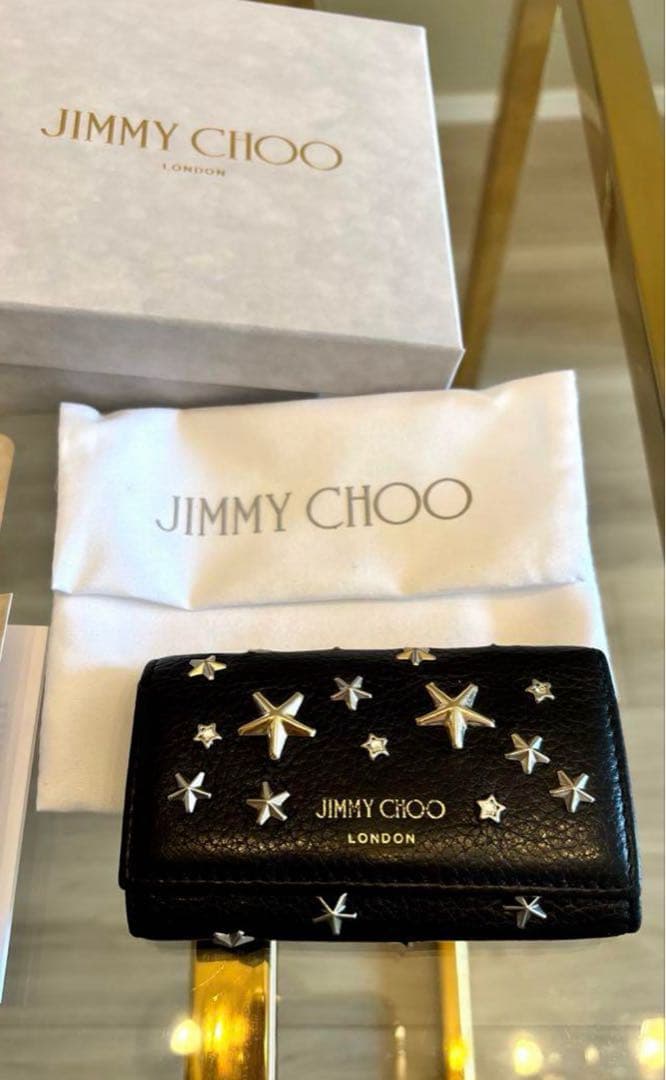 JIMMY CHOO ブラック レザー キーケース 明日まで出品‼️