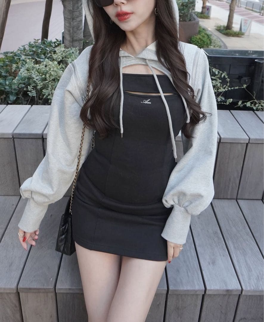 即購入可！amerge フーディーワンピース / ミニワンピ 韓国コーデの