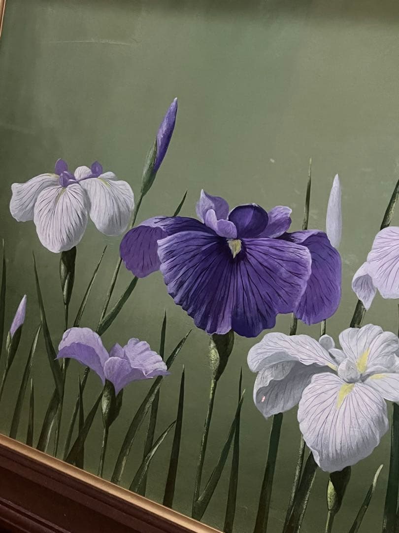 最終値下げ　古宇田　公仁　作品　菖蒲　フラワー　油絵