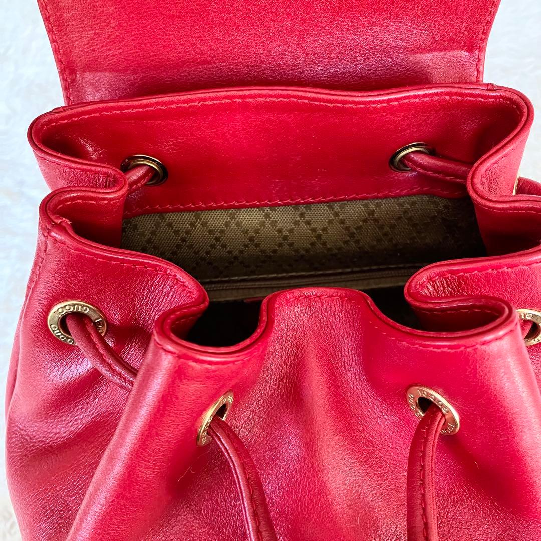 GUCCI　グッチ　バンブー　リュック　ミニ　レザー　レッド　赤