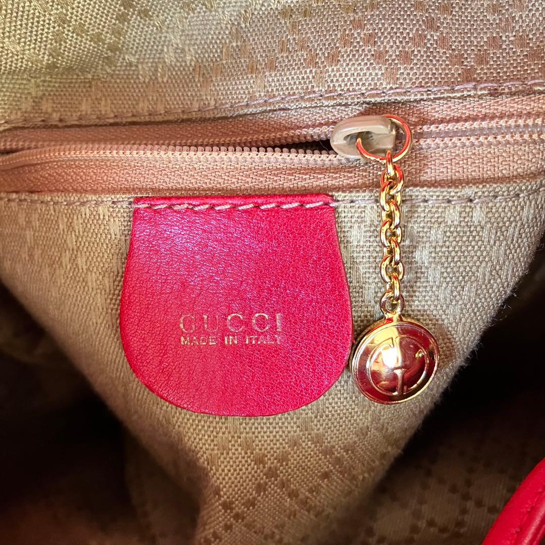 GUCCI　グッチ　バンブー　リュック　ミニ　レザー　レッド　赤