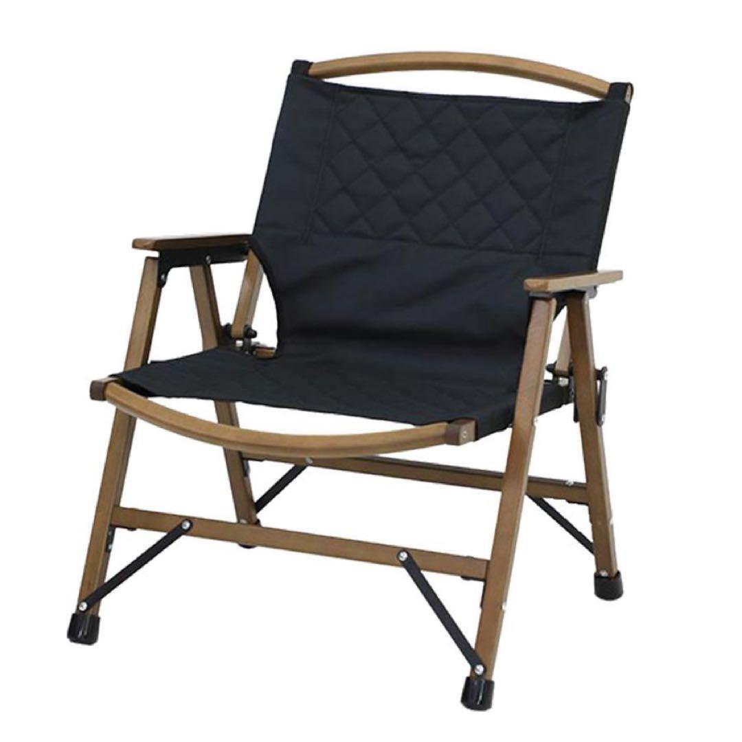 クイックキャンプ ウッドローチェア 2脚 ブラック サンド セット