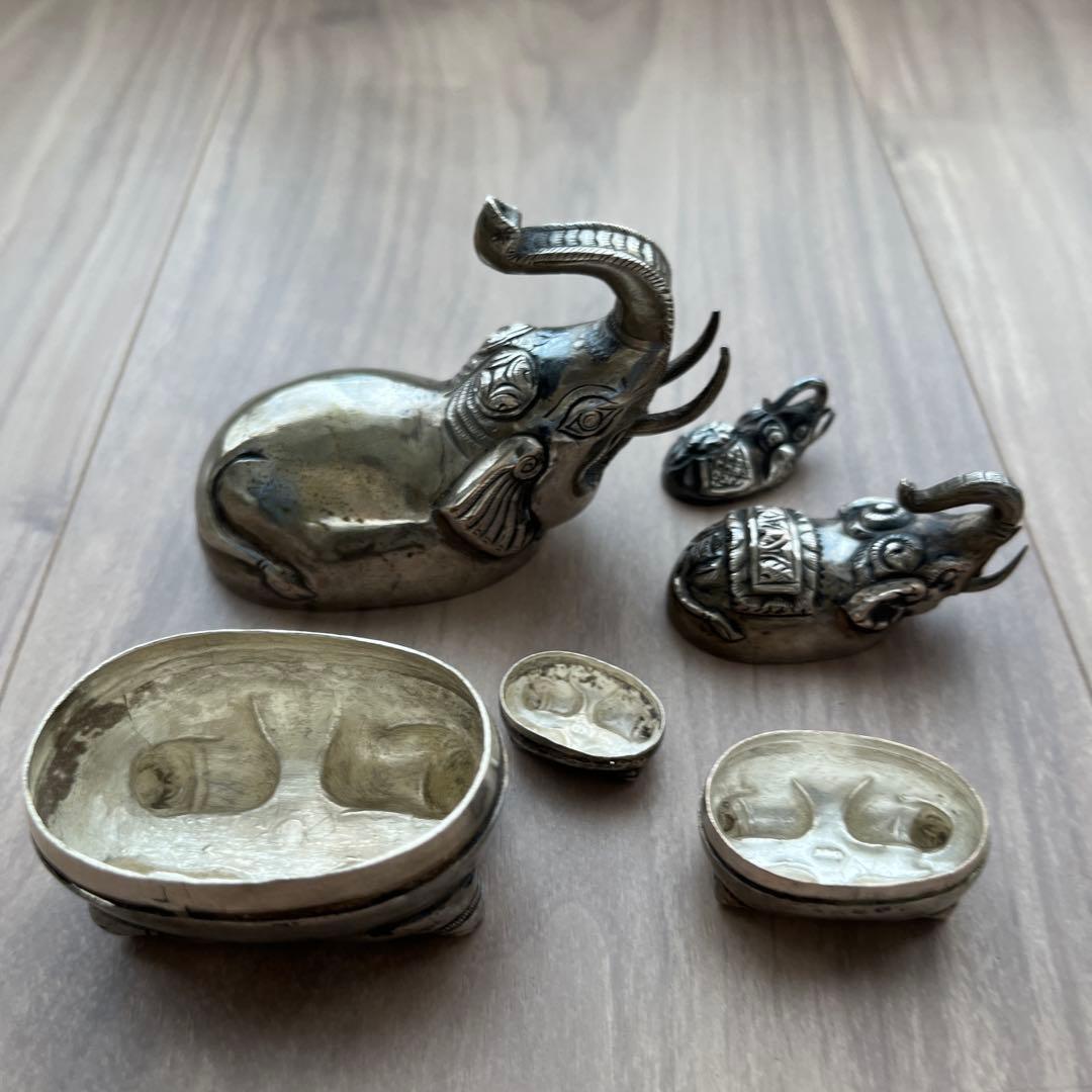 希少レア純銀90.0 重さ63ｇ　象小物入れ　装飾品置物　アジアン