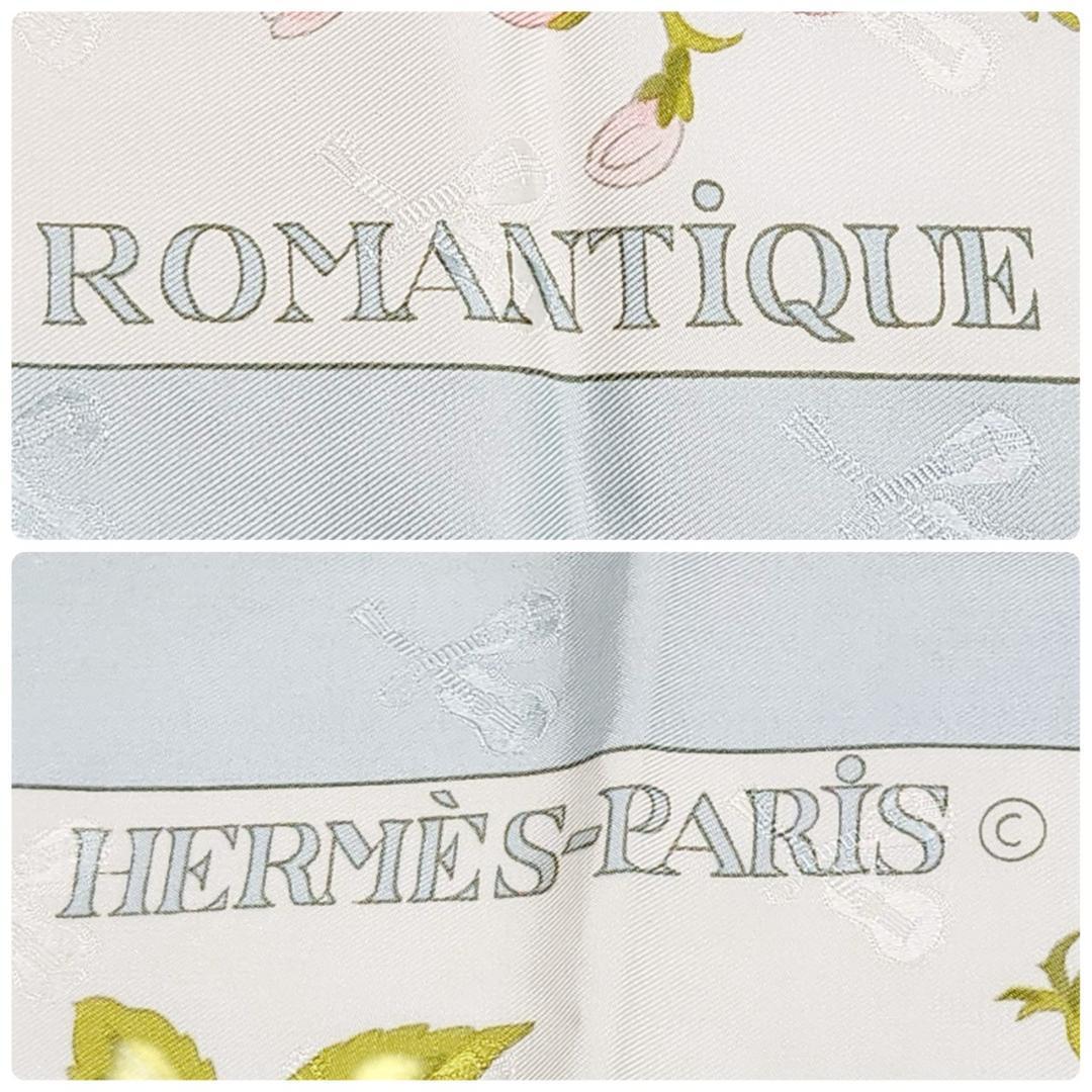 【良品 カレ90】エルメス 大判スカーフ《ロマンティック》薔薇 花柄 シルク