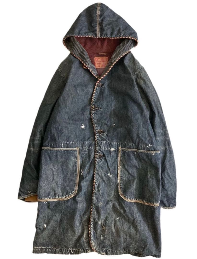 KAPITAL ヴィンテージ加工 ペンキ パイピング デニム リング コート