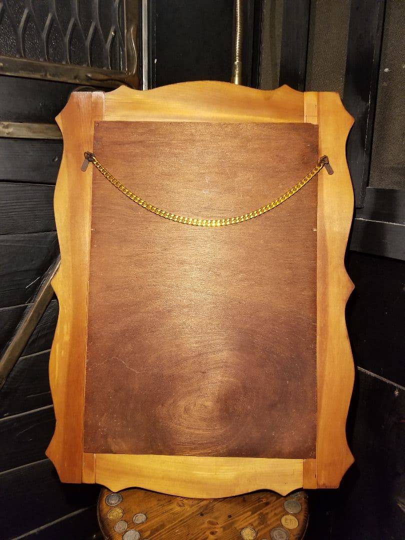 レア　ヴィンテージ　ゴシック　コロニアル　トラッド　デザイン　ウッド　ミラー