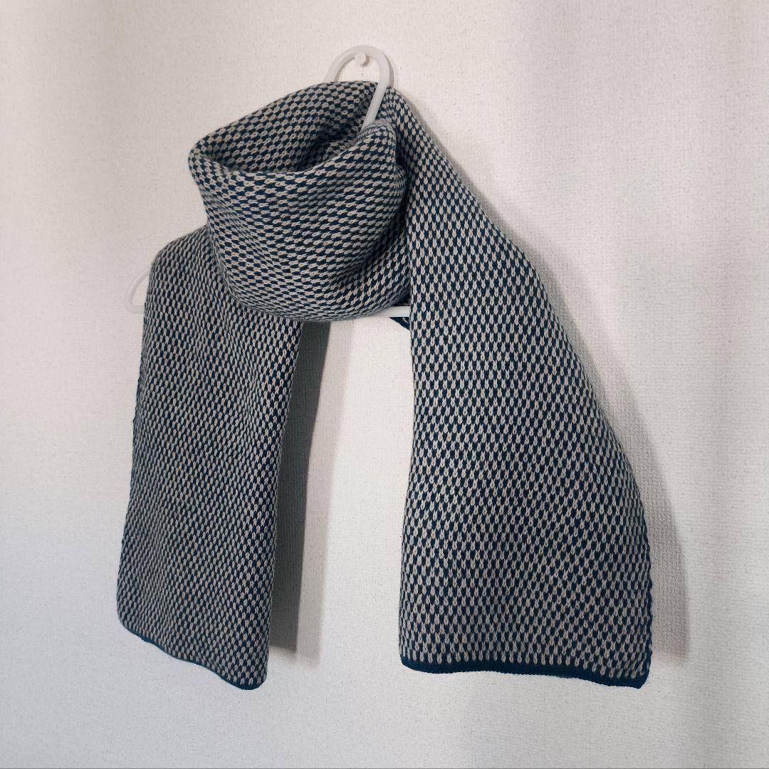 YOURWEAR ユアウェア ウール ジャカード ストール ターコイズブルー