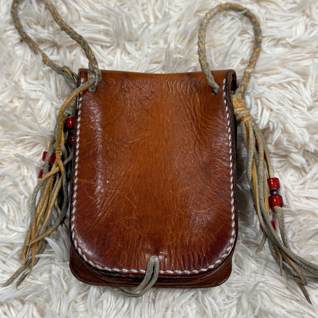 【希少】BUZZ GOLD メディスンバッグ レザー ブラウン コンチョ ビーズ