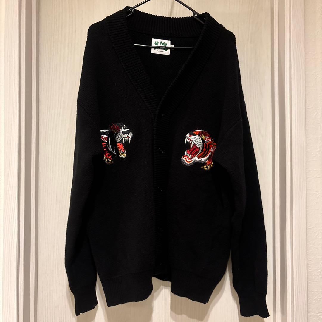 チュウカタベタイ TIGER KNIT cardigan（ブラック） - メルカリ