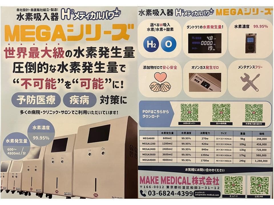 高濃度水素吸入器＆酸素吸入器＋水素風呂ヘッド＋水素水ヘッド MEGA1200