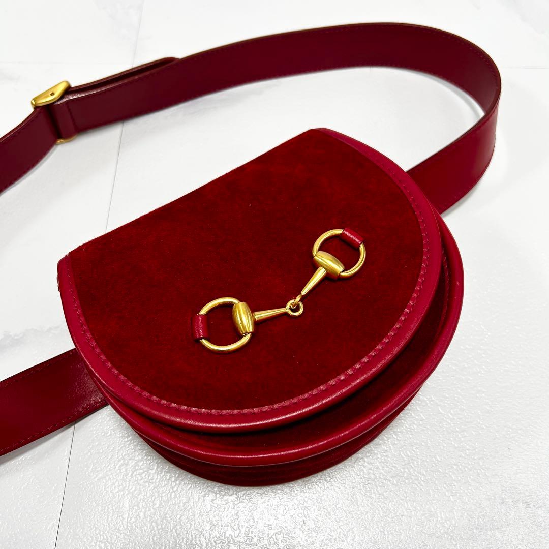 ◎美品◎GUCCI ホースビット スエード ボディバッグ 赤