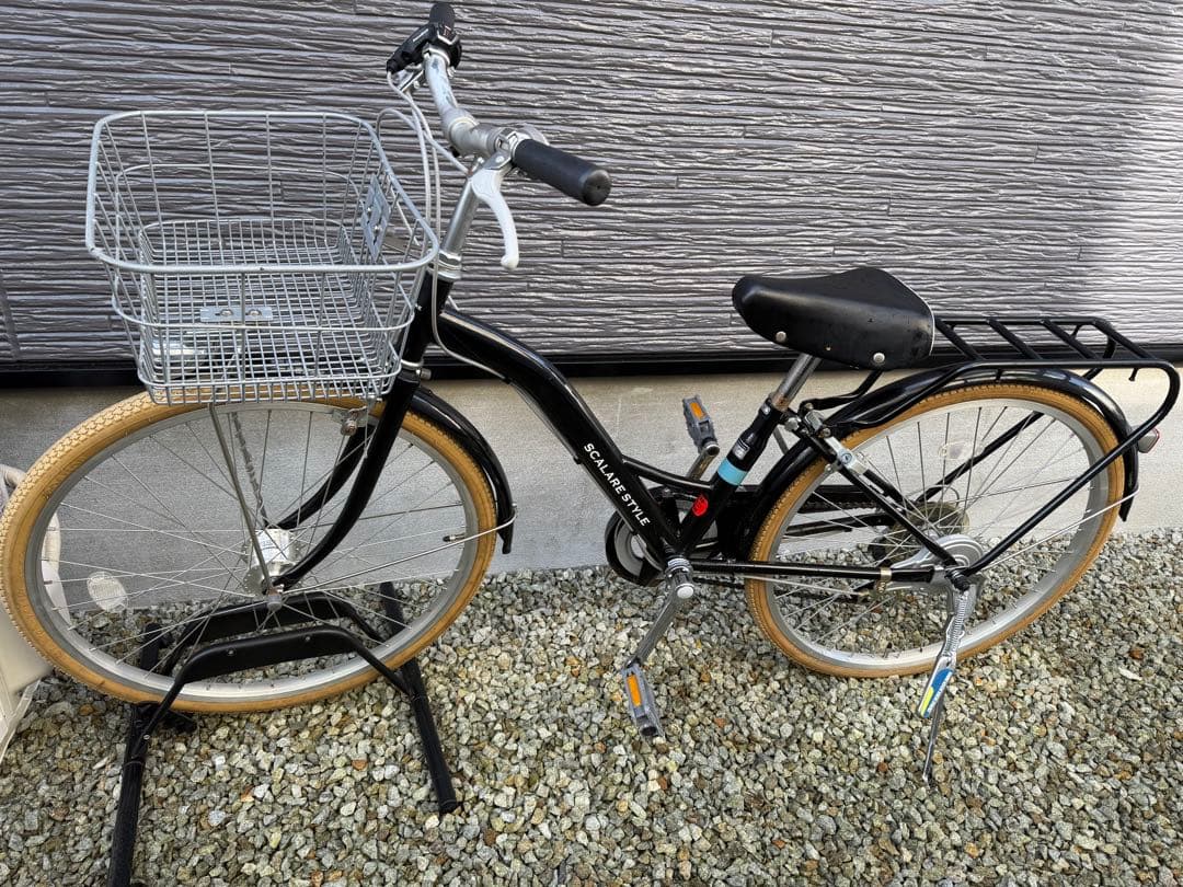 引取り限定キッズサイクル ブラック バスケット付き24インチ