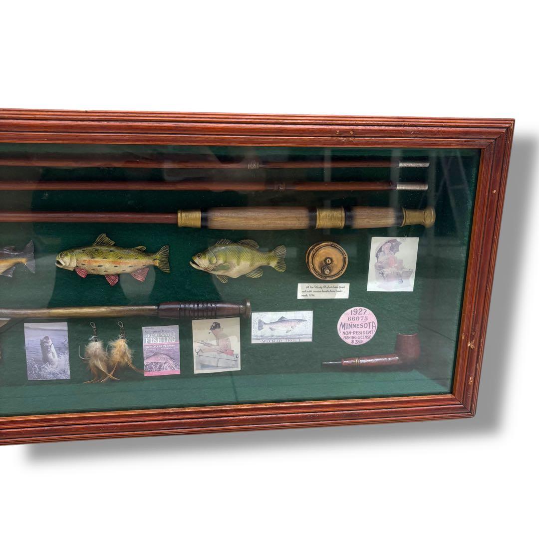 フライフィッシング ウォールアート 壁掛け ルアー 釣り オブジェ アンティーク