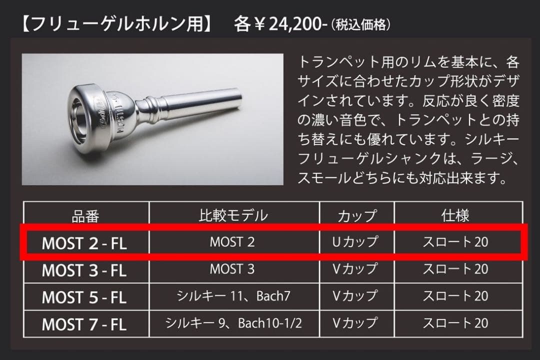 Schilke MOST 2-FLフリューゲルホルンマウスピース ケース付き