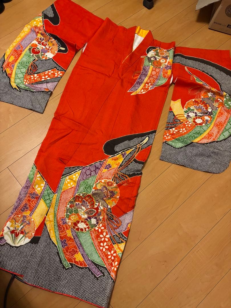 七五三　七歳　子供用着物　絞り　フルセット