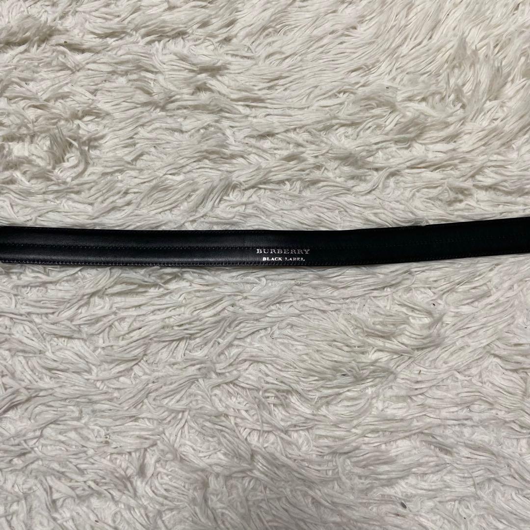 未使用級 BURBERRY BLACK LABEL 本革ベルト 黒 シルバー金具
