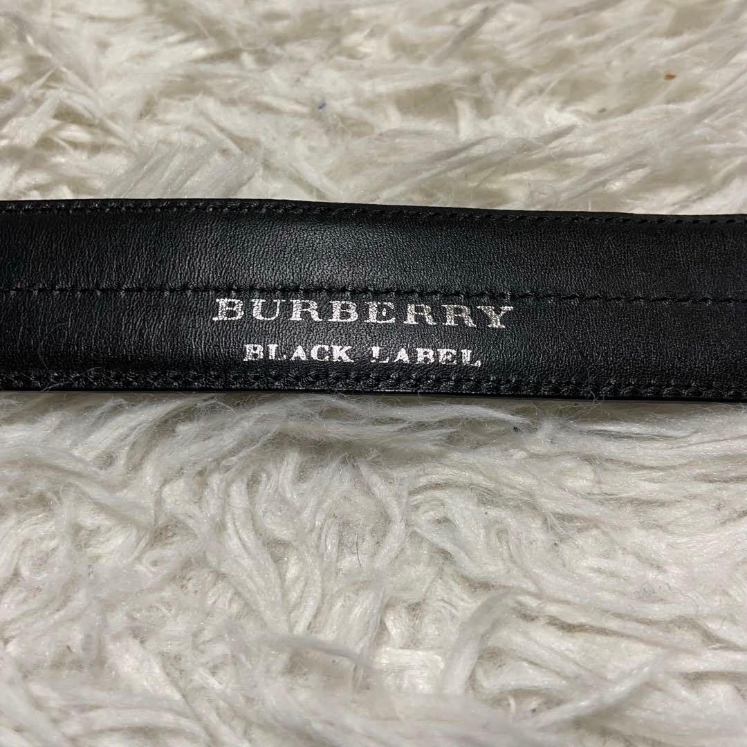 未使用級 BURBERRY BLACK LABEL 本革ベルト 黒 シルバー金具