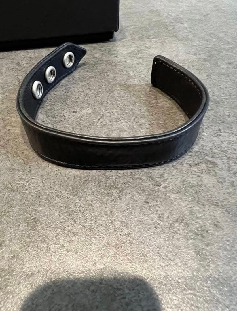 クロムハーツ 3btn 2snp レザーブレスレット ブラック